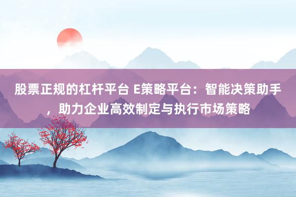 股票正规的杠杆平台 E策略平台：智能决策助手，助力企业高效制定与执行市场策略