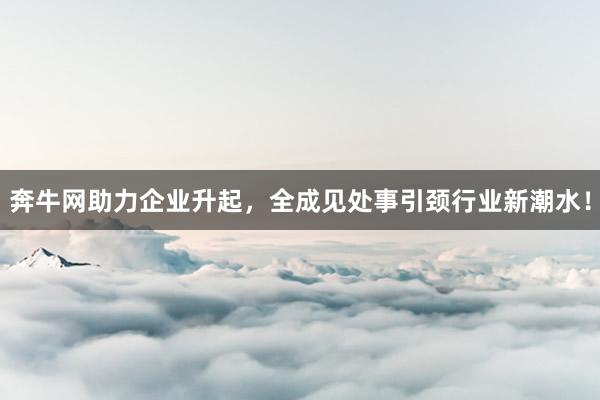 奔牛网助力企业升起，全成见处事引颈行业新潮水！