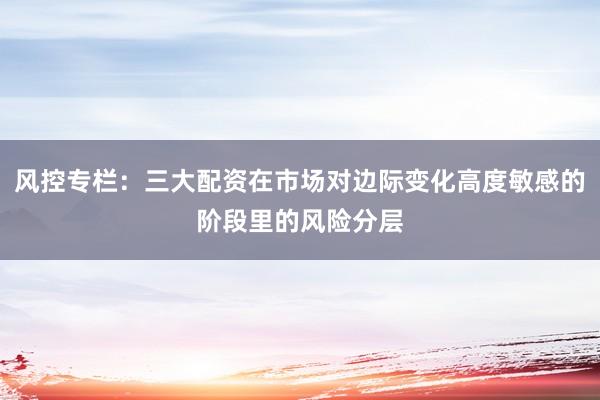 风控专栏：三大配资在市场对边际变化高度敏感的阶段里的风险分层