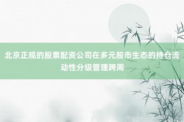 北京正规的股票配资公司在多元股市生态的持仓流动性分级管理跨周