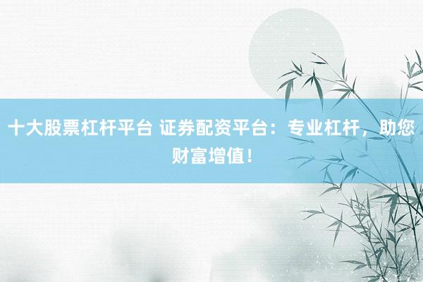 十大股票杠杆平台 证券配资平台：专业杠杆，助您财富增值！