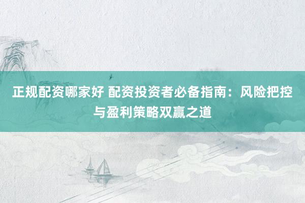 正规配资哪家好 配资投资者必备指南:风险把控与盈利策略双赢之道