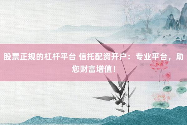 股票正规的杠杆平台 信托配资开户:专业平台,助您财富增值!