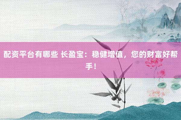 配资平台有哪些 长盈宝：稳健增值，您的财富好帮手！