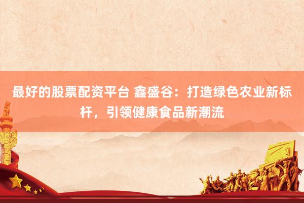 最好的股票配资平台 鑫盛谷：打造绿色农业新标杆，引领健康食品新潮流