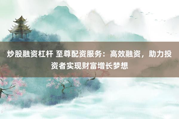 炒股融资杠杆 至尊配资服务：高效融资，助力投资者实现财富增长梦想